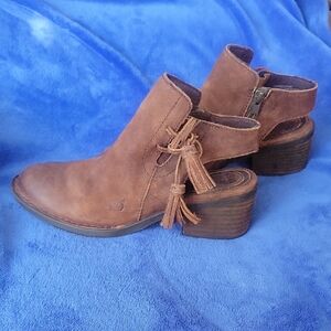 Born Brown Ankle Booties with Tassel Detail
